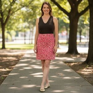 TOCCA PINK WOOL EMBROIDERED KNEE LENGTH SKIRT